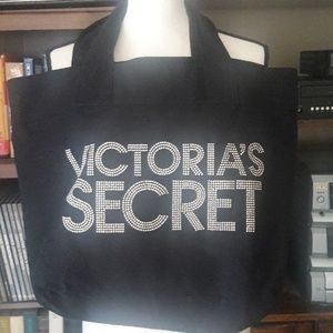 Victoria's Secret Rhinestones Black Large Tote Bag